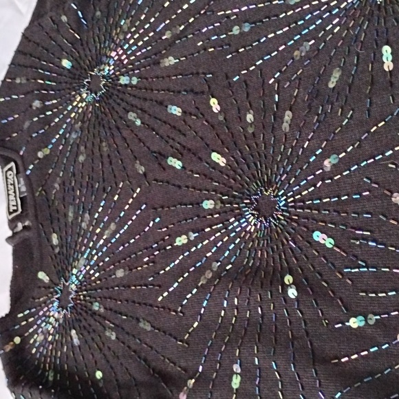 Vintage Beaded Terazzo Size Small Sweater Beads Sequins 90s 80s - Picture 4 of 9